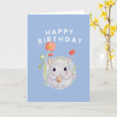 Watercolor Baby Chinchilla wish Kaart (Gele Bloem)