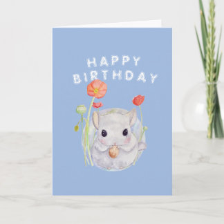 Watercolor Baby Chinchilla wish Kaart