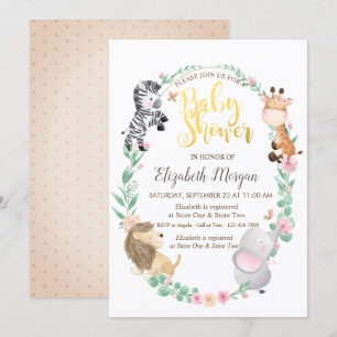 Watercolor Baby Dieren Gestippelde Uitnodiging voo
