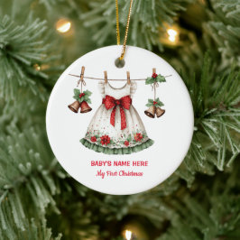 Watercolor Baby Eerste Kerst Foto Keramisch Ornament