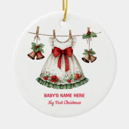 Watercolor Baby Eerste Kerst Foto Keramisch Ornament