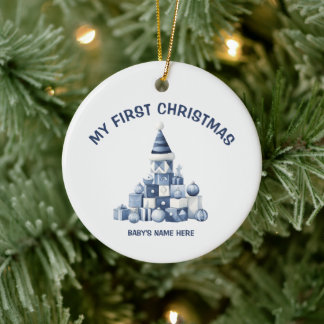 Watercolor Baby Eerste Kerst Foto Keramisch Ornament