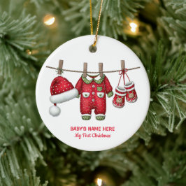 Watercolor Baby Eerste Kerst Foto Keramisch Ornament