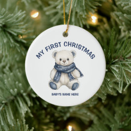 Watercolor Baby Eerste Kerst Foto Keramisch Ornament