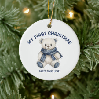 Watercolor Baby Eerste Kerst Foto Keramisch Ornament