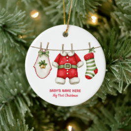 Watercolor Baby Eerste Kerst Foto Keramisch Ornament