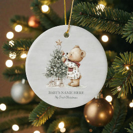Watercolor Baby Eerste Kerst Foto Keramisch Ornament