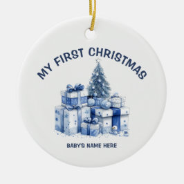 Watercolor Baby Eerste Kerst Foto Keramisch Ornament