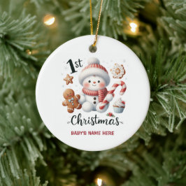 Watercolor Baby Eerste Kerstmis Foto Keramisch Ornament