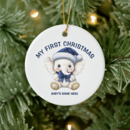 Watercolor Baby Eerste Kerstmis Foto Keramisch Ornament