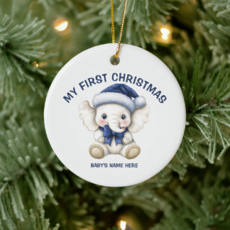 Watercolor Baby Eerste Kerstmis Foto Keramisch Ornament