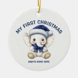 Watercolor Baby Eerste Kerstmis Foto Keramisch Ornament