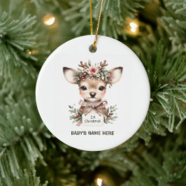 Watercolor Baby Eerste Kerstmis Foto Keramisch Ornament