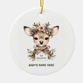 Watercolor Baby Eerste Kerstmis Foto Keramisch Ornament