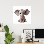 Watercolor Baby Elephant – Cute Animal Nursery Poster (Thuiskantoor)