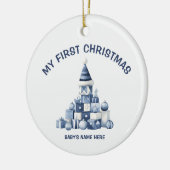 Watercolor Baby First Christmas Photo Keramisch Ornament (Links)