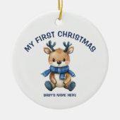 Watercolor Baby First Christmas Photo Keramisch Ornament (Voorkant)
