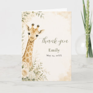 Watercolor Baby Giraffe Baby Shower Bedankt