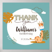 Watercolor Baby Giraffe, Safari Dieren Verjaardag Poster (Voorkant)