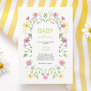Watercolor Baby in Bloom Wilde Bloem Baby Shower Kaart