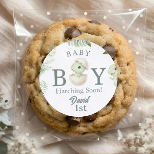 Watercolor Baby Jongen Dinosaurus 1e Verjaardag &  Vierkante Sticker