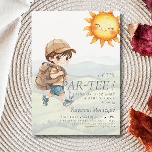 Watercolor Baby Jongen Golf Laten we een Par-Tee B Kaart