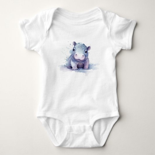 Watercolor Baby Nijlpaard Romper (Voorkant)