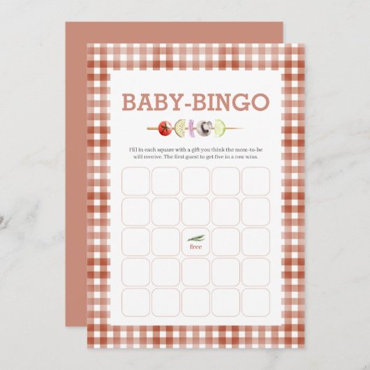 Watercolor Baby-Q Baby Bingo Kaart (Voorkant / Achterkant)