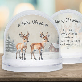 Watercolor Baby Reindeer Personalized Christmas Sneeuwbol