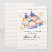 Watercolor Baby Shoes Theme | Neutral Baby Shower Kaart (Voorkant / Achterkant)