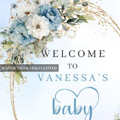 Watercolor Baby Shower Bord Elegante Script Stof Poster
