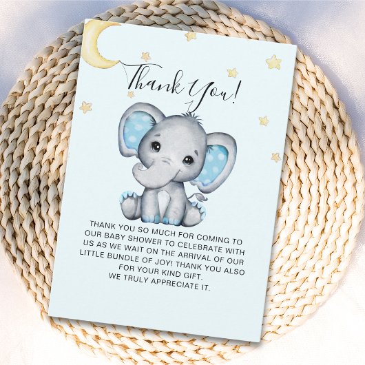 Watercolor Baby Shower Elephant Theme Bedankkaart