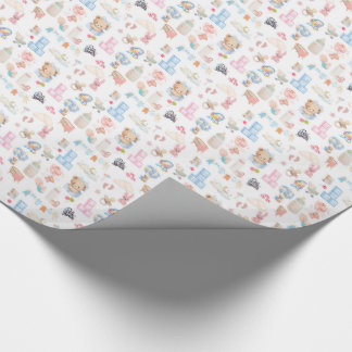 Watercolor Baby Shower Motief met Teddybeer Cadeaupapier