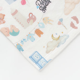 Watercolor Baby Shower Patroon met Teddibeer Fleece Deken