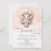 Watercolor Baby Shower Peach Elephant Invitation Kaart (Voorkant)