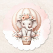 Watercolor Baby Shower Peach Elephant Kartonnen Onderzetters (Voorkant)