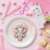 Watercolor Baby Shower Peach Elephant Papieren Bordje (Feest)