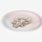 Watercolor Baby Shower Peach Elephant Papieren Bordje (Gekanteld)