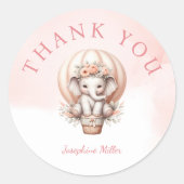 Watercolor Baby Shower Peach Elephant Ronde Sticker (Voorkant)