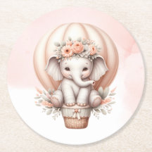 Watercolor Baby Shower Perzik Olifant