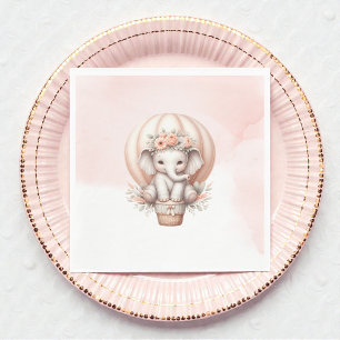 Watercolor Baby Shower Perzik Olifant Servet