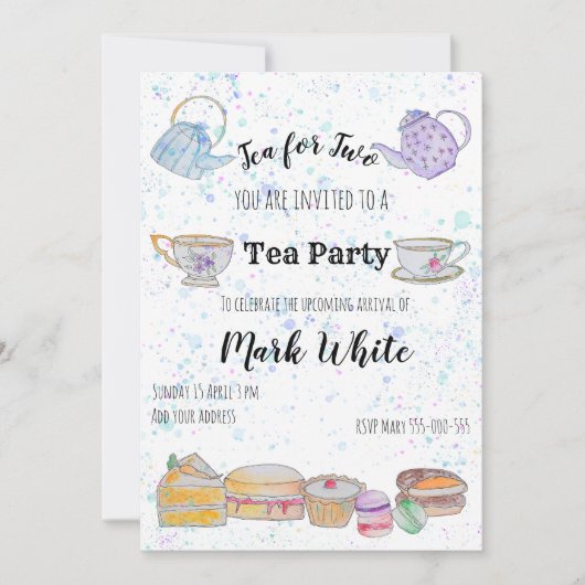 Watercolor baby shower uitnodiging (boy) (Voorkant)