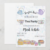 Watercolor baby shower uitnodiging (boy) (Voorkant / Achterkant)