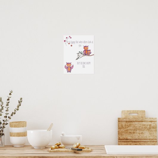 Watercolor Baby Uil Nursery Muurkunst Poster (Keuken)