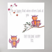 Watercolor Baby Uil Nursery Muurkunst Poster (Voorkant)