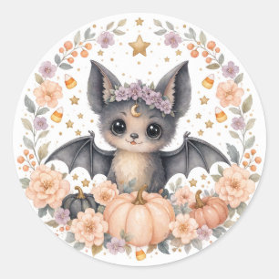 Watercolor Baby Vleermuis Feestje Ronde Sticker