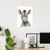 Watercolor Baby Zebra Kinderkamer Slaapkamer voor Poster (Thuiskantoor)