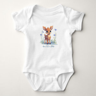 Watercolor Babyhertje Blauwe Bloemen Baby Rompertj Romper