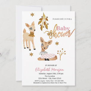 Watercolor Babyhertje Roze Baby Shower Kaart