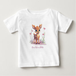 Watercolor Babyhertje Roze Bloemen Baby T-Shirt